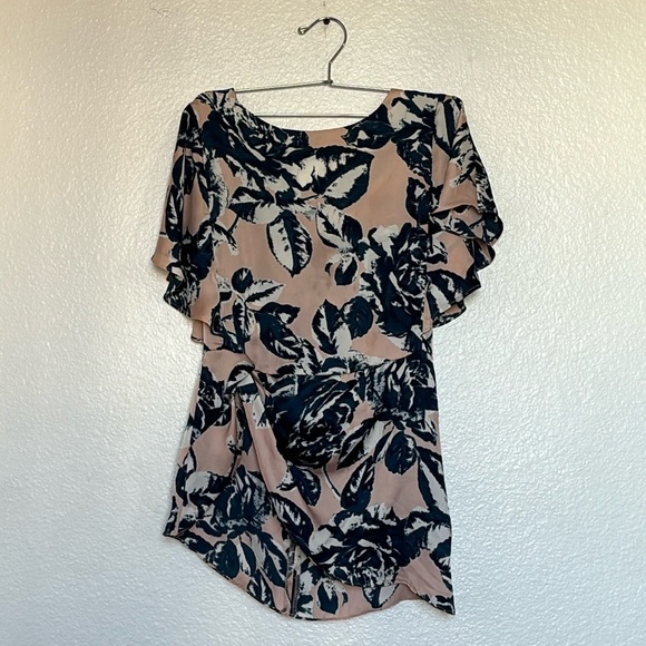 OCTAVIA 1 floral blouse in blue and pale pink, with side closure size s - Picture 1 of 8
